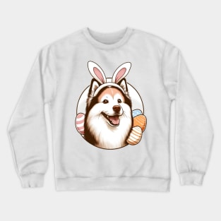 American Eskimo Dog with Bunny Ears Celebrates Easter Crewneck Sweatshirt